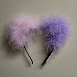 Pink Purple Rave Light Up Fluff Kitty Ears